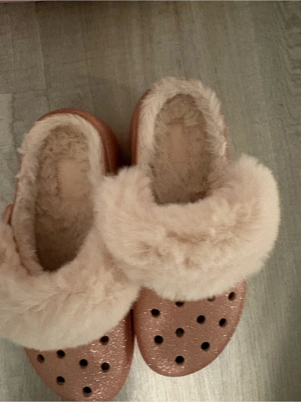CROCS Pink Backpack with Rose Gold Slip-On Shoes